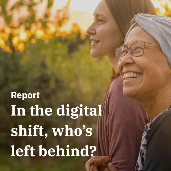A report cover that says "In the digital shift, who's left behind?