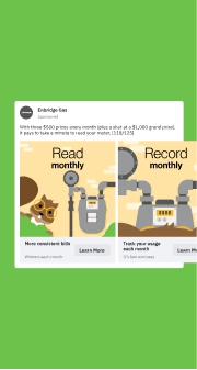 Enbridge Gas sponsored Facebook ad promoting the Read Record Reward meter reading program.