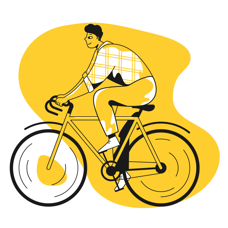 Cyclist in a plaid shirt