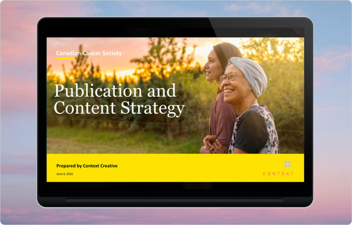 Screenshot of the Canadian Cancer Society website homepage shown on a tablet