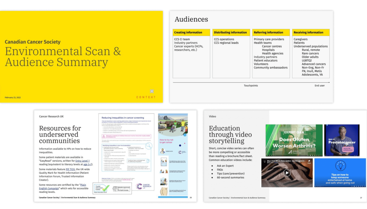 A series of slides with detailed analysis information